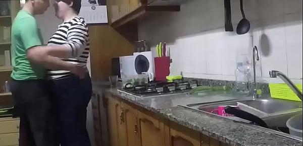  She has arrived from shopping and they fuck in the kitchen. SAN357